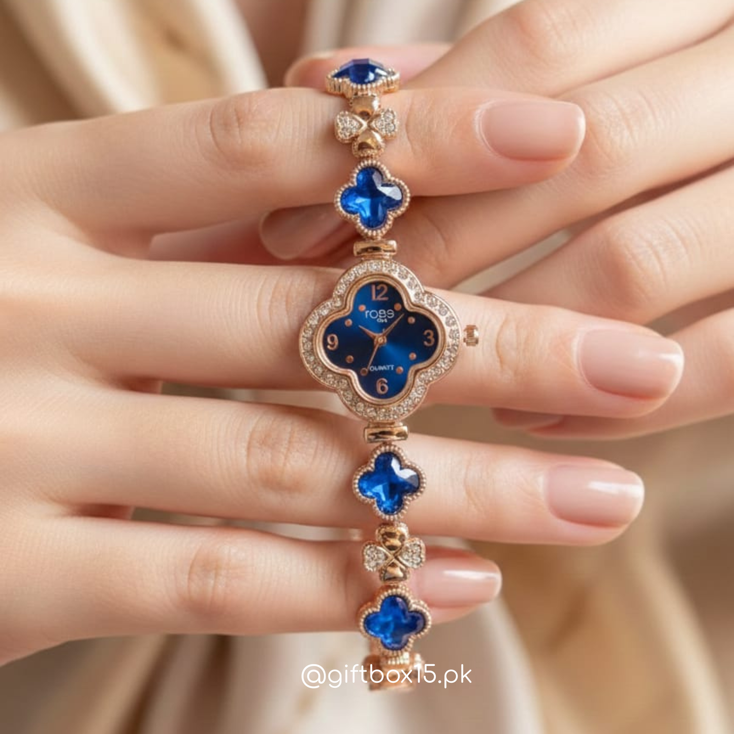 Ladies Flower Watch with Stones