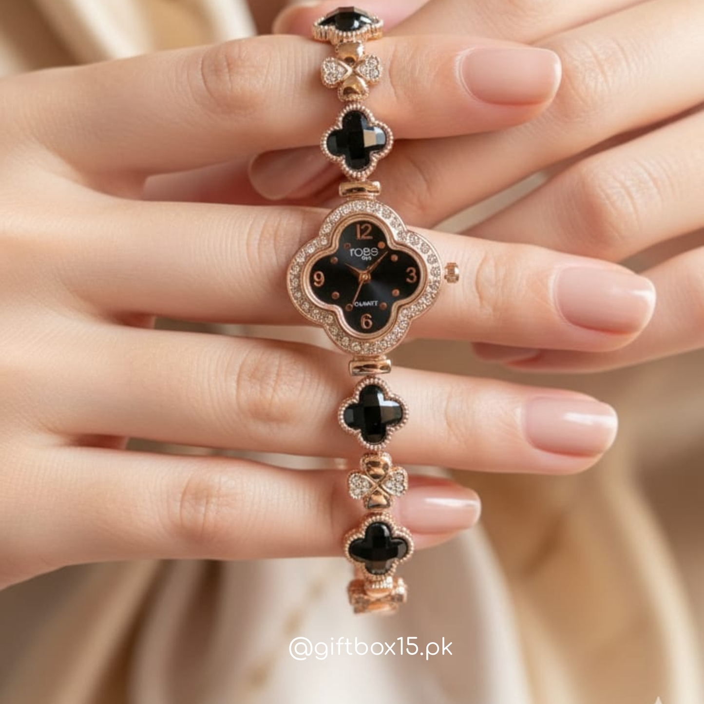 Ladies Flower Watch with Stones