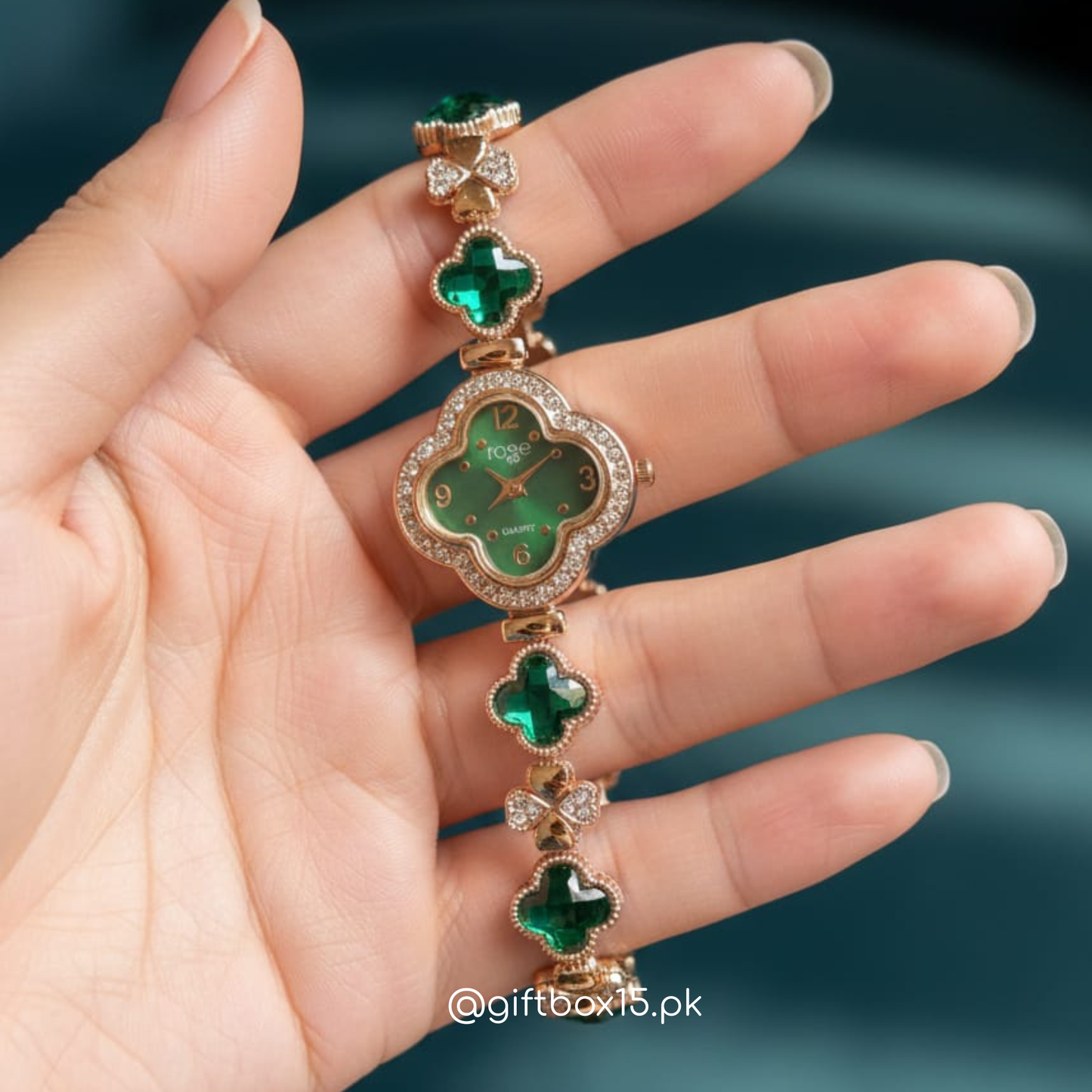 Ladies Flower Watch with Stones